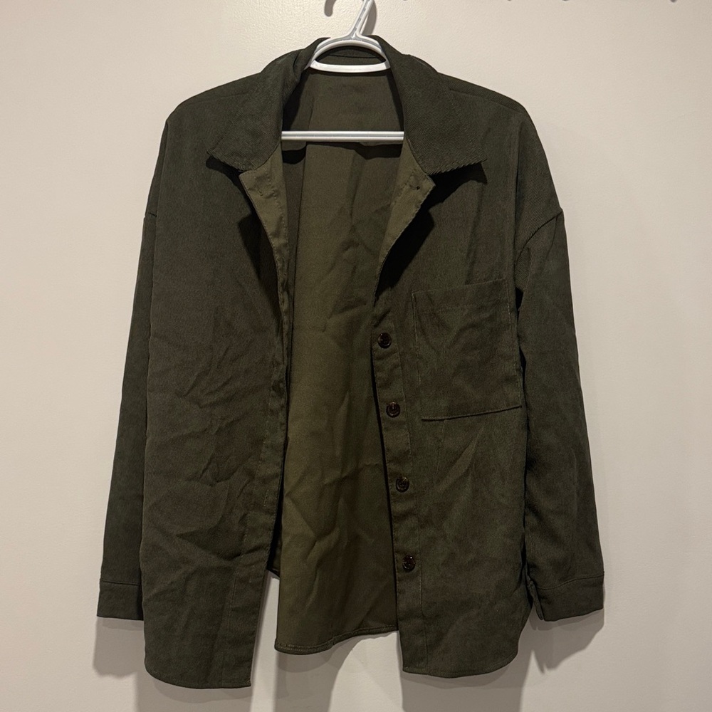 SHEIN Men's Dark Olive Shirt Jacket